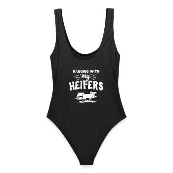 Cadeau de vaches fermières - Maillot de bain femme - noir - Dos - AI Model Female 172 light (172cm)
