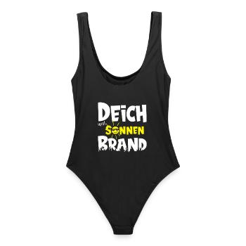 Deich und Sonnenbrand für Camping Urlaub - Frauen Badeanzug - Schwarz - Hinten - AI Model Female 172 light (172cm)