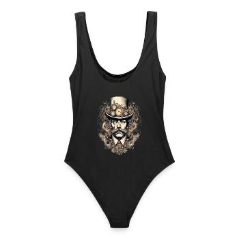 Steampunk Gentleman avec des montres - Maillot de bain femme - noir - Dos - AI Model Female 172 light (172cm)