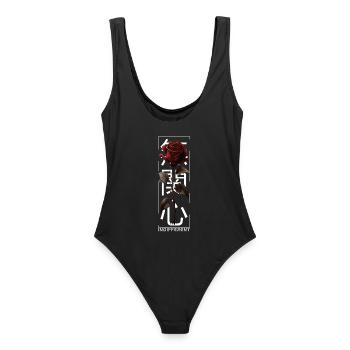 Indifférent Rose Police japonaise Esthétique avant-gardiste - Maillot de bain femme - noir - Dos - AI Model Female 172 light (172cm)