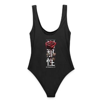 Éphémérité Rose Police Japonaise Soft Grunge - Maillot de bain femme - noir - Dos - AI Model Female 172 light (172cm)