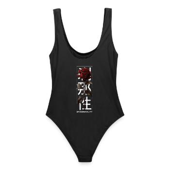 Éphémérité Rose Police Japonaise Soft Grunge - Maillot de bain femme - noir - Dos - AI Model Female 172 light (172cm)