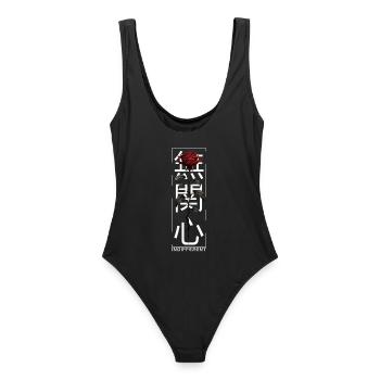 Indifférent Rose Police japonaise Esthétique avant-gardiste - Maillot de bain femme - noir - Dos - AI Model Female 172 light (172cm)