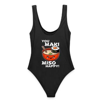 You Maki Miso Happy – Fun Sushi Design - Maillot de bain femme - noir - Dos - AI Model Female 172 light (172cm)