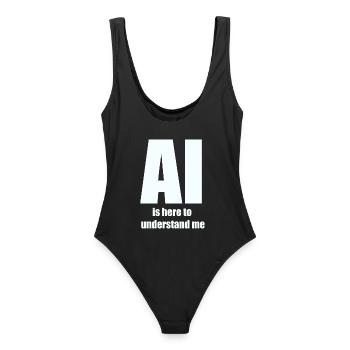 AI Is Here to Understand Me – White Design - Frauen Badeanzug - Schwarz - Hinten - AI Model Female 172 light (172cm)