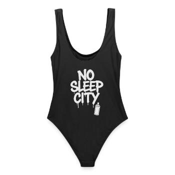 No Sleep City - Street Art, bombe aérosol blanche - Maillot de bain femme - noir - Dos - AI Model Female 172 light (172cm)