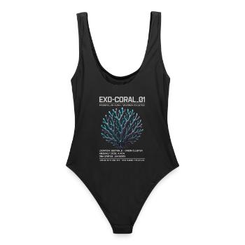 Exo Coral 01 – Design extraterrestre futuriste de science-fiction - Maillot de bain femme - noir - Dos - AI Model Female 172 light (172cm)