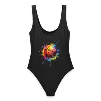 Basketball – Basketball-Stil Malerei - Frauen Badeanzug - Schwarz - Hinten - AI Model Female 172 light (172cm)