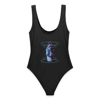 Techno Main Hypnotique Rave DJ - Musique Techno - Maillot de bain femme - noir - Dos - AI Model Female 172 light (172cm)