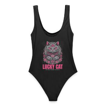 Lucky Cat Glückskatze Maneki Neko Pink - Maillot de bain femme - noir - Dos - AI Model Female 172 light (172cm)