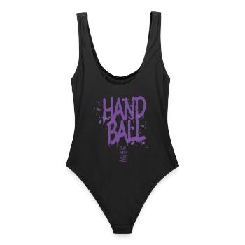 Handball Graffiti mit Herz - Frauen Badeanzug - Schwarz - Hinten - AI Model Female 172 light (172cm)