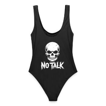 No Talk Skull Graphic - Frauen Badeanzug - Schwarz - Hinten - AI Model Female 172 light (172cm)