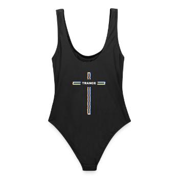 Cross Music Trance – Rave-Festival-Outfit - Frauen Badeanzug - Schwarz - Hinten - AI Model Female 172 light (172cm)