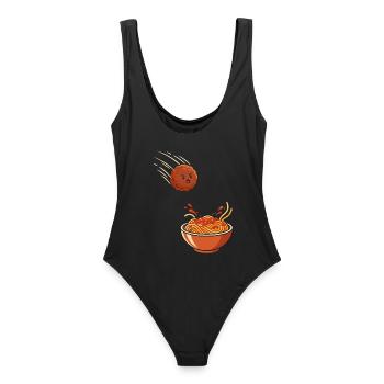 Fearless Meatball vs. Spaghetti - Frauen Badeanzug - Schwarz - Hinten - AI Model Female 172 light (172cm)