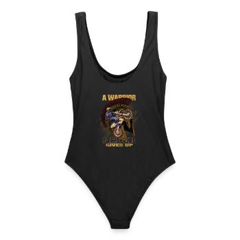  Backprint: Motorrad supermoto Dirtbike Pitbike - Frauen Badeanzug - Schwarz - Hinten - AI Model Female 172 light (172cm)