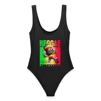 Reggae my therapy Rastaman - Frauen Badeanzug - Schwarz - Hinten - AI Model Female 172 light (172cm)