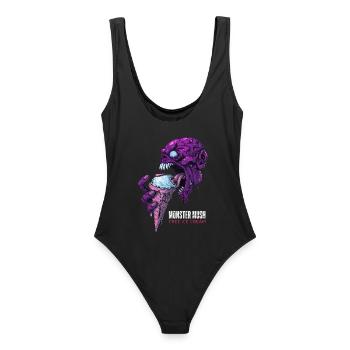 Monster Mush – Kostenloses Eis (T-Shirt) - Frauen Badeanzug - Schwarz - Hinten - AI Model Female 172 light (172cm)