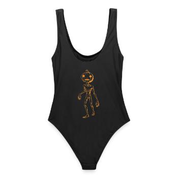 Kabocha-Albtraum – Amber - Frauen Badeanzug - Schwarz - Hinten - AI Model Female 172 light (172cm)
