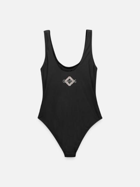Omnis Diamant Sportlogo - Frauen Badeanzug - Schwarz