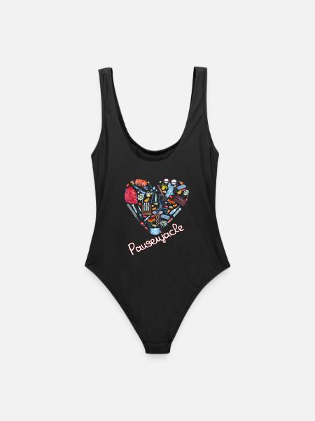 Pausenjacke Herz Version II - Frauen Badeanzug - Schwarz