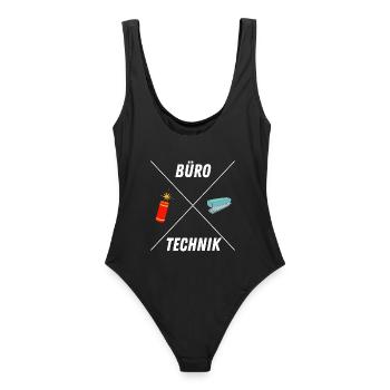 BUROTECHNIK - Frauen Badeanzug - Schwarz - Hinten - AI Model Female 172 light (172cm)