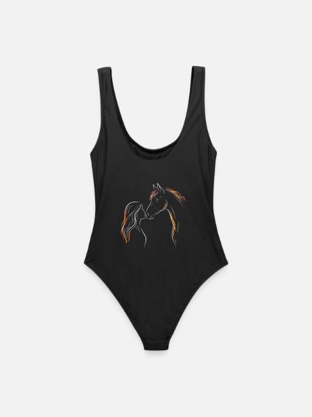 Pferdemädchen-Silhouette - Frauen Badeanzug - Schwarz