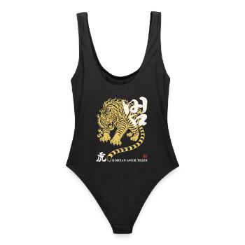 Goldener koreanischer Tiger - Frauen Badeanzug - Schwarz - Hinten - AI Model Female 172 light (172cm)