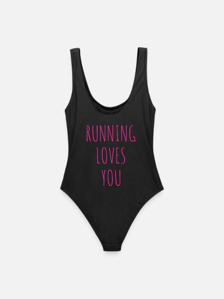 RUNNING LOVES YOU - Frauen Badeanzug - Schwarz