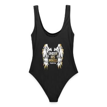Under His Wings - Psalm 91:4 - Streetwear Art - Women's Swimsuit - black - Back - AI Model Female 172 light (172cm)