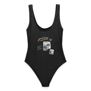 Good Boy Freiheit Reise-Stempel - Frauen Badeanzug - Schwarz - Hinten - AI Model Female 172 light (172cm)