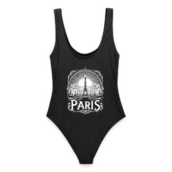 Création de chemises Paris avec la Tour Eiffel - la tour Eiffel - Maillot de bain femme - noir - Dos - AI Model Female 172 light (172cm)