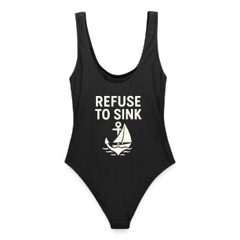 Refuse to Sink – Maritime Typo Meer Segeln Boot - Frauen Badeanzug - Schwarz - Hinten - AI Model Female 172 light (172cm)