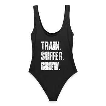 Train Suffer Grow Grunge Motto - White - Frauen Badeanzug - Schwarz - Hinten - AI Model Female 172 light (172cm)