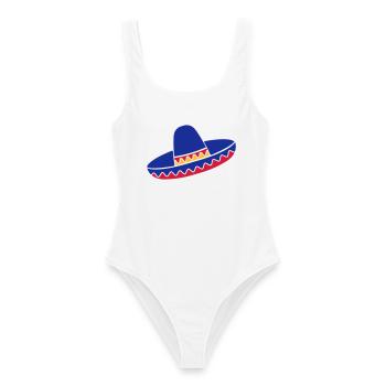 Sombrero Azul de Fiesta - Frauen Badeanzug - Weiß - Vorne - AI Model Female 172 dark (172cm)