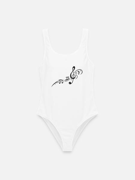 Musiknoten, Notenschlüssel, Musik - Frauen Badeanzug - Weiß