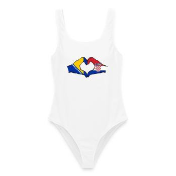 Bosnien Kroatien Flagge Hände Herzform - Frauen Badeanzug - Weiß - Vorne - AI Model Female 172 dark (172cm)