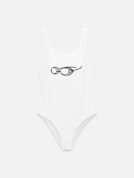 Schwimmbrille Grafik - Frauen Badeanzug - Weiß