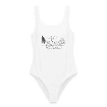 Waldkind Natur Sketch Kindergarten  - Frauen Badeanzug - Weiß - Vorne - AI Model Female 172 dark (172cm)