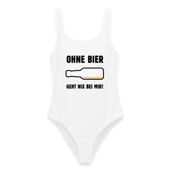 Ohne Bier Geht Nix Bei Mir! (Bierchen / POS 3C) - Frauen Badeanzug - Weiß - Vorne - AI Model Female 172 dark (172cm)