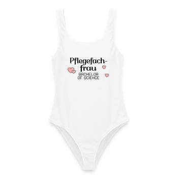 Bachelorstudium Pflege - Abschluss Pflegefachfrau - Frauen Badeanzug - Weiß - Vorne - AI Model Female 172 dark (172cm)