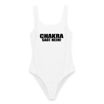 Chakra Sagt Nein! - Frauen Badeanzug - Weiß - Vorne - AI Model Female 172 dark (172cm)