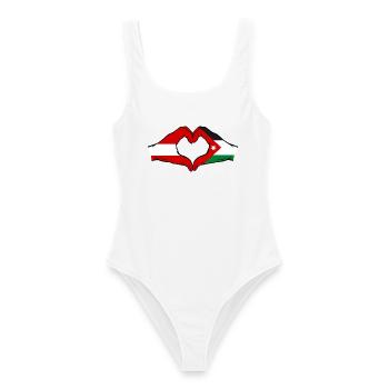 Österreich Jordanien Flagge Hände Herzform - Frauen Badeanzug - Weiß - Vorne - AI Model Female 172 dark (172cm)