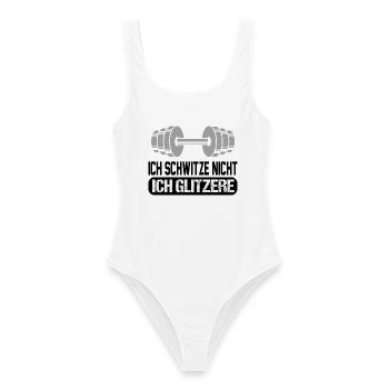 Ich schwitze nicht Bodybuilding Sprueche Glitzer - Frauen Badeanzug - Weiß - Vorne - AI Model Female 172 dark (172cm)