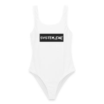System.Exe Pixel Glitch - Frauen Badeanzug - Weiß - Vorne - AI Model Female 172 dark (172cm)