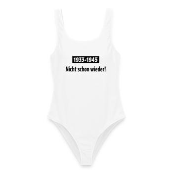1933-1945 – Nicht Schon Wieder! (Black) - Frauen Badeanzug - Weiß - Vorne - AI Model Female 172 dark (172cm)