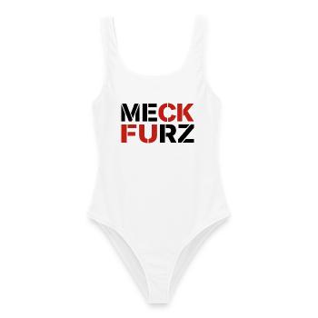 Meck Furz | Merz - nicht mein Kanzler - Frauen Badeanzug - Weiß - Vorne - AI Model Female 172 dark (172cm)
