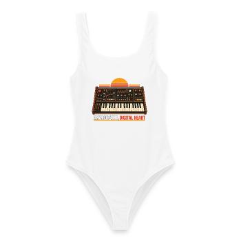 Analog Soul Digital Heart Synthesizer Retro - Frauen Badeanzug - Weiß - Vorne - AI Model Female 172 dark (172cm)