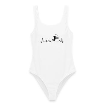 Volleyball Volleyballer Herzschlag Männer Jungen - Frauen Badeanzug - Weiß - Vorne - AI Model Female 172 dark (172cm)