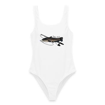 Angeln mit Rute Wels Fisch Petri Heil - Frauen Badeanzug - Weiß - Vorne - AI Model Female 172 dark (172cm)