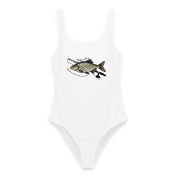 Angeln mit Rute Brasse Fisch Petri Heil - Frauen Badeanzug - Weiß - Vorne - AI Model Female 172 dark (172cm)